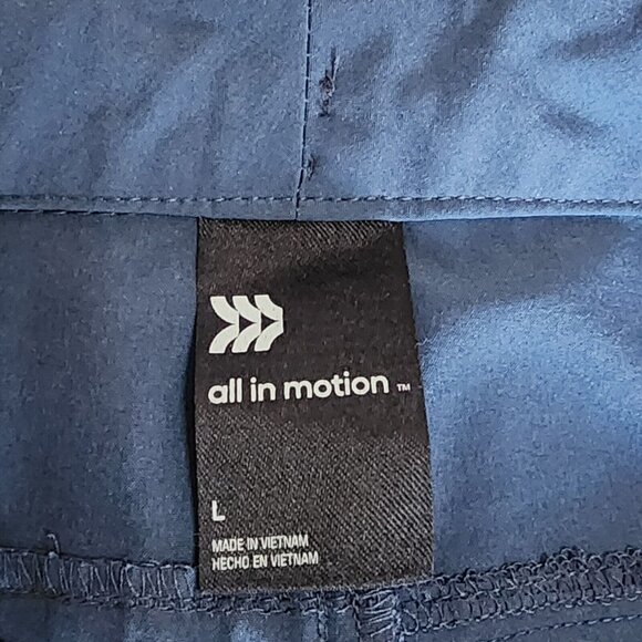 All in Motion Shorts with Pockets Mens Size Large Solid All Dark Blue Activewear - Picture 2 of 4